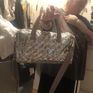 MZ Wallace Silver Quilted Travel Bag